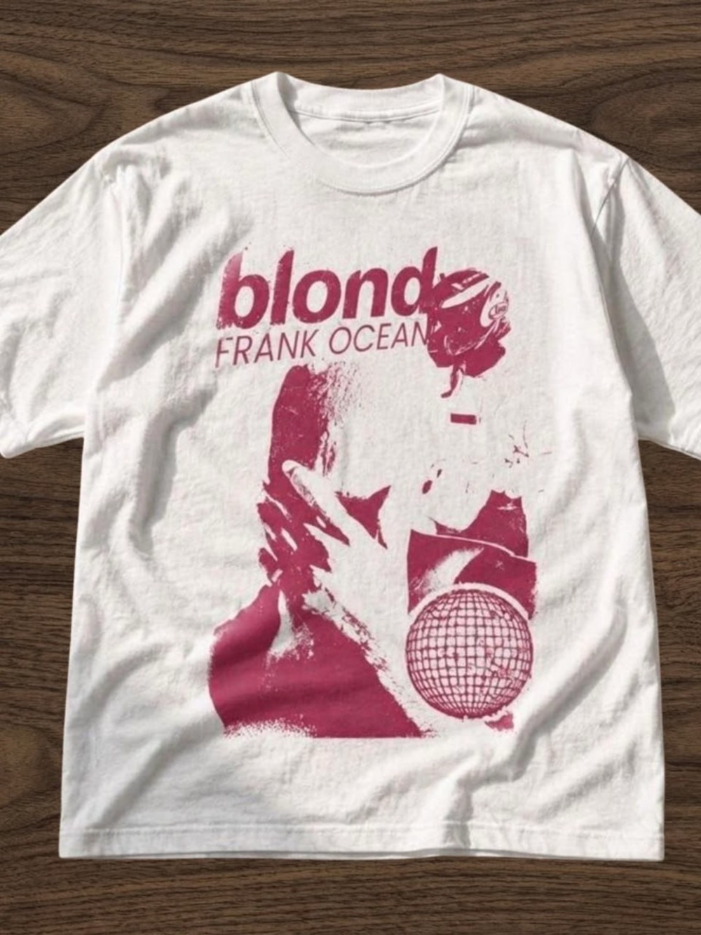 Gildan White Tee with Pink "blond" Frank Ocean Graphic